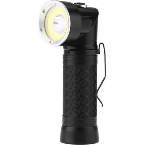 Lampe torche portative puissante à LED T6 avec lampe COB, embout magnétique flexible à 90° - idéale pour la randonnée, le camping, les urgences et les inspections. (1/4)