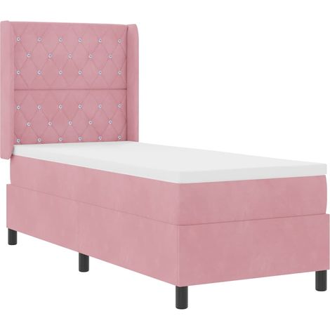 Lit à ressorts avec matelas Rose 80 x 200 cm Velours (1/5)