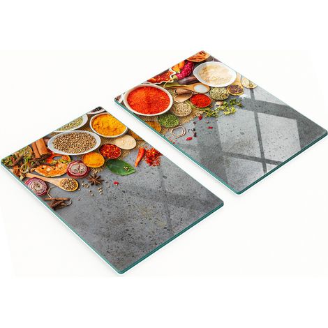 Robuste und stilvolle Glasbretter mit Gewürzmuster, 2 x 40 x 52 cm (1/5)