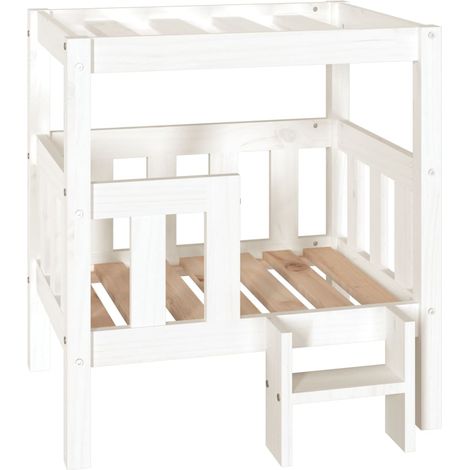 Lit pour chien panier canapé confortable 65,5 x 43 x 70 cm bois de pin solide blanc
