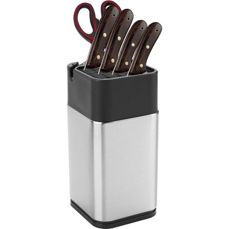 Rangement pour couteaux - Support universel pour couteaux avec égouttage, antidérapant et affûtage - 1 pièce, gris (1/5)