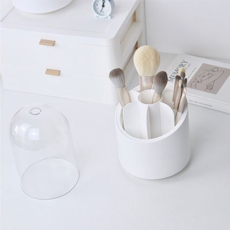 360° drehbares, staubdichtes Kosmetik-Organizer-Set fürs Büro mit weißem Deckel (Tasche, 1 Stück) (1/5)