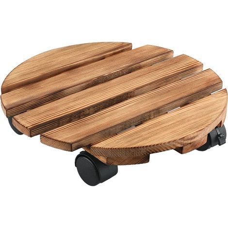 Plant Caddy Mobile Heavy Duty Verrouillable paissie Support de Plante Roulante en Bois avec Roues Universelles pour Intérieur Extérieur Rond