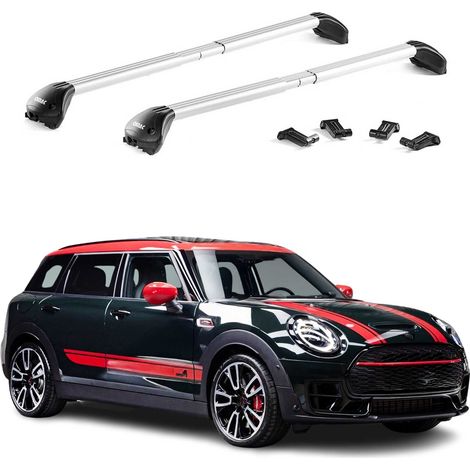 OMAC Barres de toit transversales certifiées TÜV pour Mini Clubman mk2 F54 2015-2024 – Verrouillables (4 antivols) – Charge max 100 kg – Fixation durable Argent (1/4)