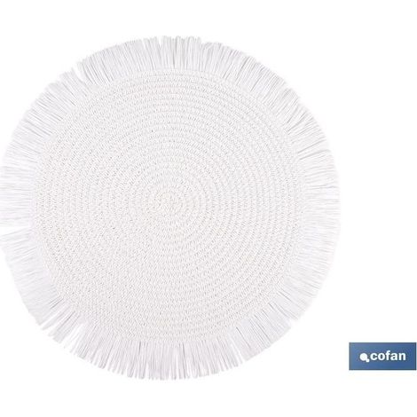 Pack de 6 sous-assiettes rondes à franges blanches 38 cm (1/4)