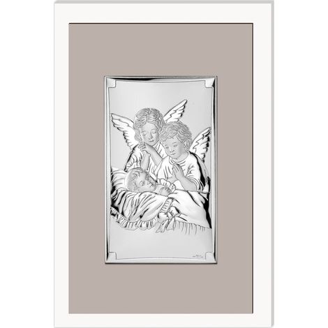 Imagen moderna del ángel guardián plateado encima de la cama Tamaño: 13x19cm SKU: VL81490/1L