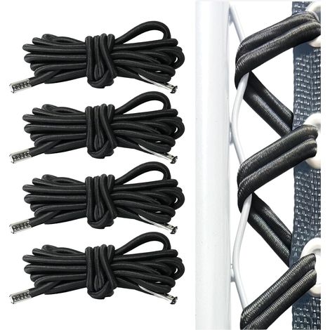 Set of 4 Elastic Replacement Rope, Outdoor Garden Lounger, Outdoor Garden Chair, Sun Lounger (Black) (1/5)