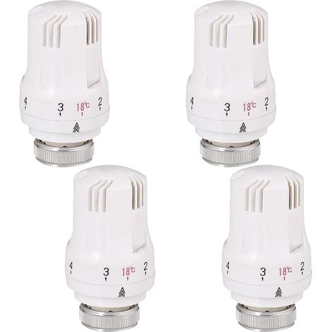 Lot de 4 valves thermostatiques TRV M30 x 1,5 pour radiateur thermostatique, tête de rechange pour système de chauffage, têtes de contrôle de température pour la maison et le bureau (1/5)