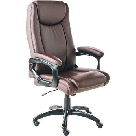Silla ejecutiva de oficina asiento inclinable acolchado grueso piel sintética marrón oscuro Graceful