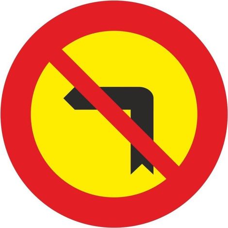 Señal Vial de Bolsa Giro A La Izquierda Prohibido 700 x700 mm