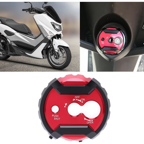 Cache-serrure/cache-clé pour interrupteur électrique compatible avec YAMAHA NMAX 125 150 155 rouge 2015-2019. (1/5)