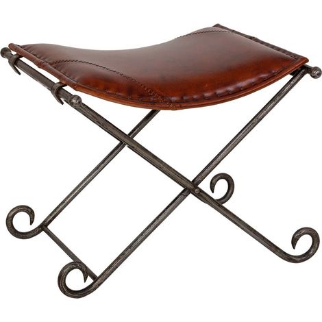 Taburete marrón con patas de metal 50x45x45h cm