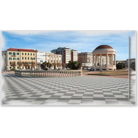 Lupia - Quadro moderno su Tela con Cornice stampata NEWEXT 75x135 cm, paesaggi localismi italiani, per casa soggiorno capezzale camera da letto hotel ufficio, LIVORNO TERRAZZA MASCAGNI (1/4)