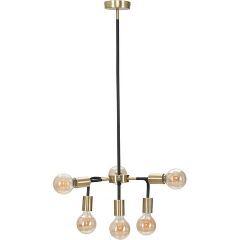 Lampadario "Darky" struttura in metallo color nero e oro con 6 luci per interni (1/4)