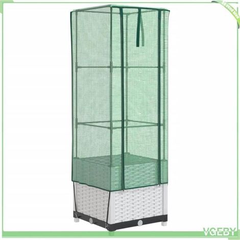 Jardinière surélevée avec housse - FAFEICY - 40x40x139 cm - Aspect rotin - Imperméable (1/5)