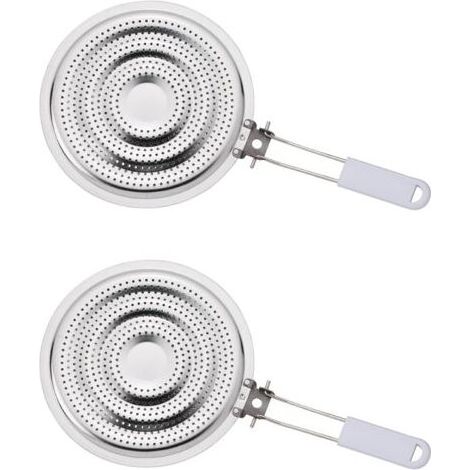 HOXILEELEO - Cambio diffusore di calore della cucina, fiamma ammortizzatori con manico smontabile, in acciaio inox, confezione da 2 (1/5)