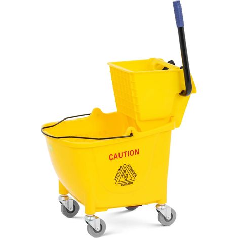 Seau essoreur professionnel à roulettes 32 litres plastique jaune (1/5)
