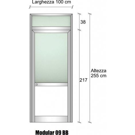 Modulo Continuativo Parete Divisoria in Alluminio e Vetro Satinato Luce e Bachelite con Porta - H2550xL1000 mm - Colore Grigio Mix ITALFROM (1/4)