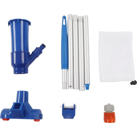 Small Pool Vacuum Portable Pond Vacuum Cleaner with 5 Section Aluminum Alloy Rod Nylon Fine Mesh Bag for Spa Hot Tub Blue EU Standard (1/5)