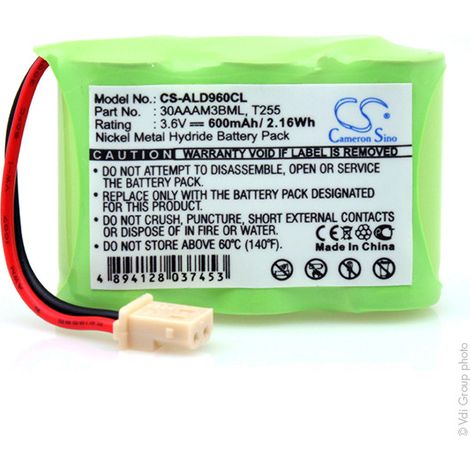 NX – Batterie téléphone 3.6V 600mAh – Technologie Nickel-métal hydrure – Poids 30g – Compatible Audioline 971 et CLT 3200 - 30AAAM3BMLT255 (1/4)