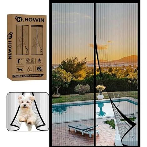 Moustiquaire Porte Fenetre Magnétique 80x200cm,Rideau Anti Mouche, Rideaux Aimantée Sans Percage, Moustiquaires Ementer Aimanté pour Porte Exterieur, Balcon, Camping car, Terrasse ,Noir
