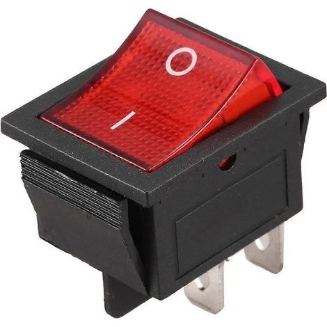 Interrupteur à bascule DPST ON/OFF à 4 broches avec voyant rouge, 16 A/20 A, 250 V CA
