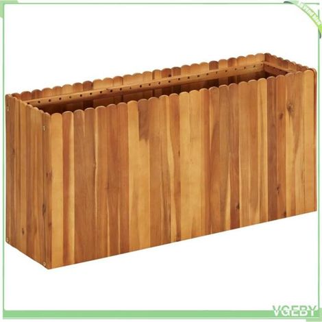 Lit surélevé de jardin - FAFEICY - 45924 - Bois d'acacia massif - 100 x 30 x 50 cm - Huilé, résistant aux intempéries (1/5)