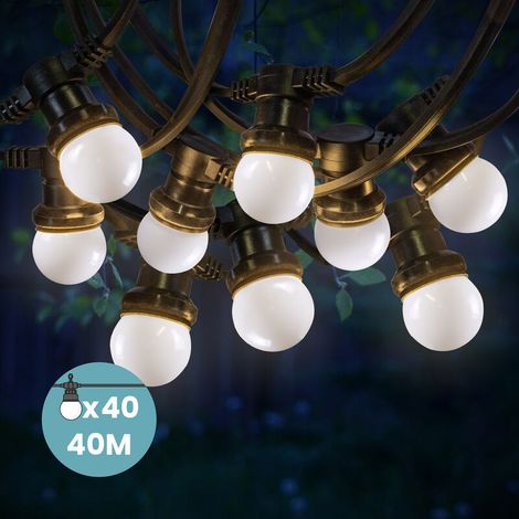 Guirlande Guinguette 40M Blanc IP65 - Guirlande Electrique Exterieur 40 Bulbes - Guirlande Guinguette Exterieur Boheme Déco pour Domaines et Parcs