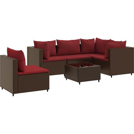 Maison Exclusive - Set Mobili da Giardino 6pz con Cuscini in Polyrattan Marrone