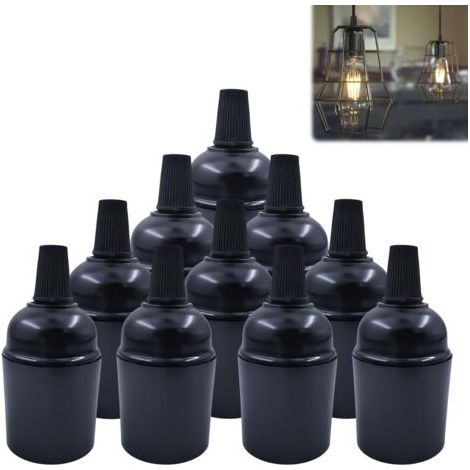 10 Pièces Douille de Lampe E27: Support D'ampoule Vintage Noir (φ38 H50mm), Vintage Porte-Ampoules, Douille à Ampoule, pour décoration, DIY (1/5)