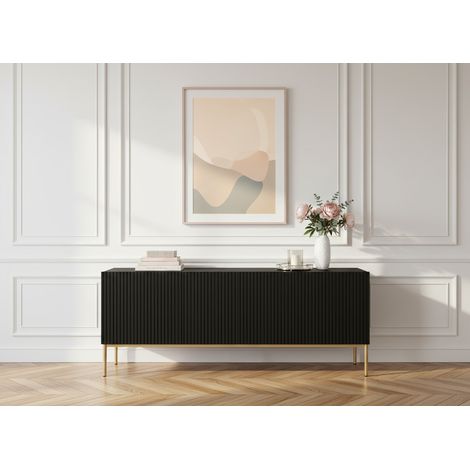 BOBOCHIC - Meuble TV 150 cm KASHA Pieds or Noir (1/5)
