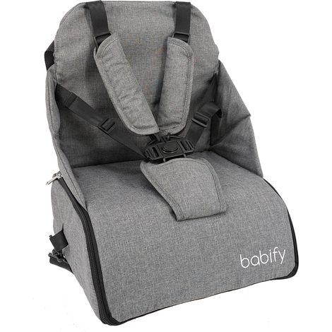 Chaise haute de voyage avec rangement 2 en 1 Gris (Soft Grey) (1/5)