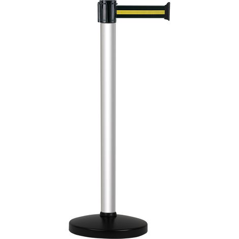 Poteau Alu anodisé à sangle Noir/Jaune 3m x 50mm sur socle portable - 2010672 (1/3)