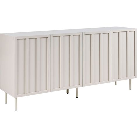 Credenza moderna Soggiorno Camera da letto Mobile a 4 ante MDF Gambe in metallo Cashmere Beige chiaro Clunes