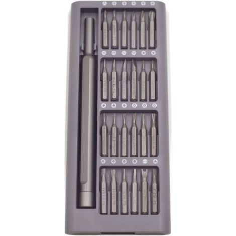 Ensemble de tournevis gris pour téléphone portable en bote 24-en-1 Outil de finition de précision S2 Ensemble de lots de télécommunication 24-en-1 (1/4)
