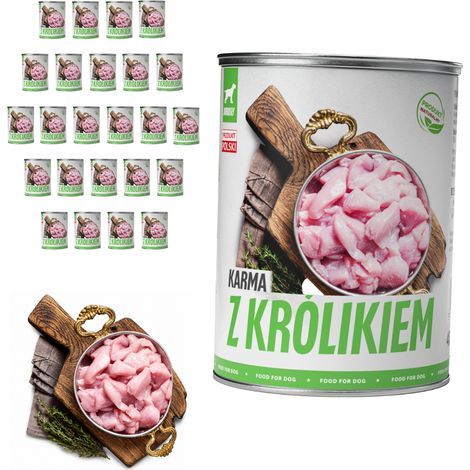 Comida húmeda para perros TufTuf, conejo, lata de 24 x 800 g, carne en conserva. (1/2)