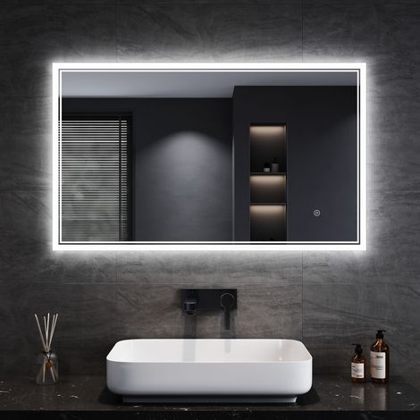 SONNI Badspiegel LED Beschlagfrei Touch Schalter Klatweiß 100x60cm Energie Sparen Mit Power Off Memory Funktion