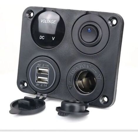 4-in-1-Autoladegerät-Kommutierungsmodul mit Dual-USB-Ladegerät + LED-Voltmesser + Ein-/Aus-Schalter für Klappe + Zigarettenanzünder für Marinebatterien (1/4)