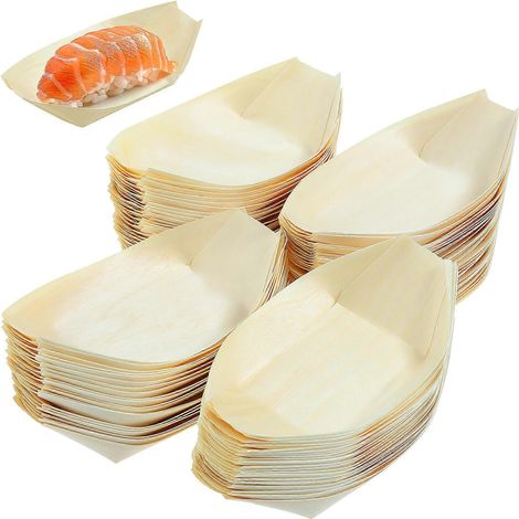 Bateaux à sushis en bois, 400 pièces par paquet, pour usage en restauration. (1/5)
