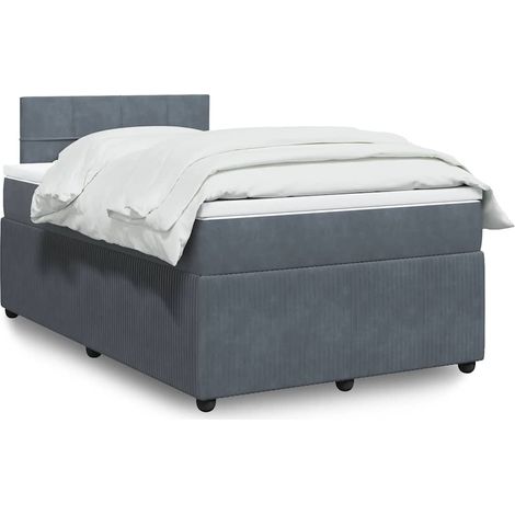 Boxspringbett mit Matratze Dunkelgrau 120x200 cm Samt