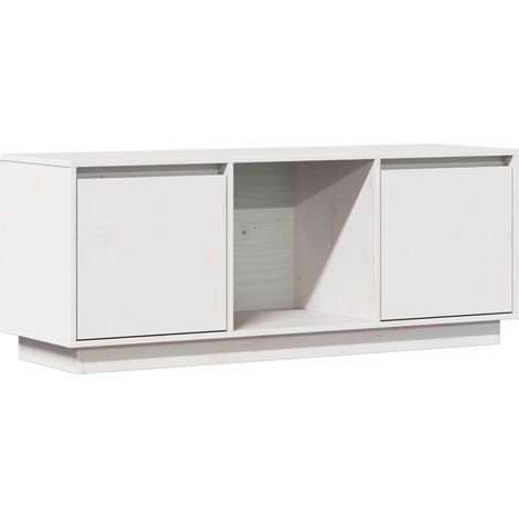Mobile TV multimediale scaffale per televisione televisore buffet sala da pranzo soggiorno camera da letto 110,5 x 35 x 44 cm legno massello di pino bianco 020025777