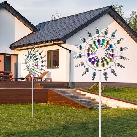 Girouette cinétique en métal doré, décoration de jardin extérieure, sans piles, art de pelouse créatif (1/5)