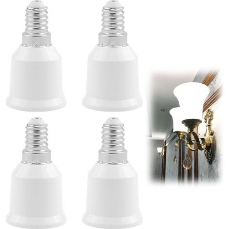 4Pcs E14 vers E27 Adaptateur de Douille Ampoule, Convertisseur Douille E14 vers E27 220V, Adaptateur de Lampe pour Ampoules LED, Ampoules à Incandescence, Lampes CFL, Lampes Halogènes (1/5)