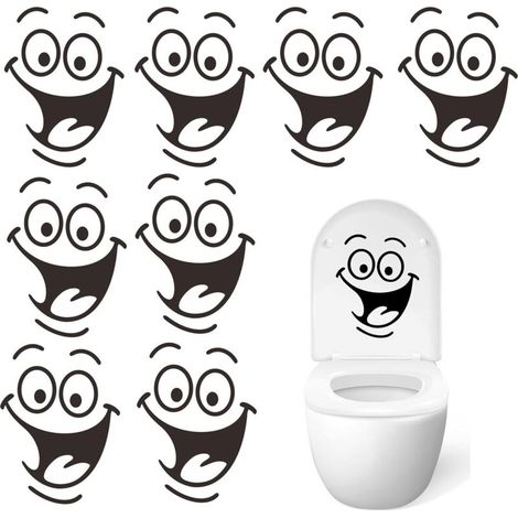 Bardusch-Lot de 8 autocollants WC 24×18 cm, amovibles, DIY salle de bain, décoration murale (1/5)