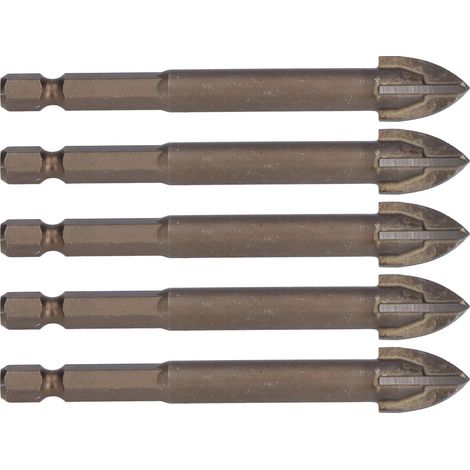 5-teiliges 12-mm-Hartmetall-Kernbohrer-Set, 1/4-Zoll-Sechskantschaft für Fliesen, Glas, Keramik, Beton, Hochleistungs-Lochöffner, Schlagbohrer (1/5)