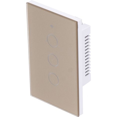 Intelligenter Licht-Touch-Schalter mit Fernbedienung, 3-fach, amerikanischer Standard, kompatibel mit Tuya Zigbee 100–240 V, Gold (1/5)