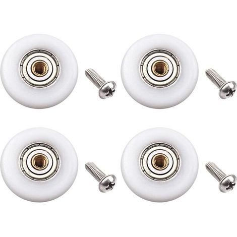 Lot de 4 roulettes de porte de douche – Roues en cuivre et POM – Diamètre 23mm – Fixation par vis M4 – Pour portes de 4 à 6mm d'épaisseur (1/5)