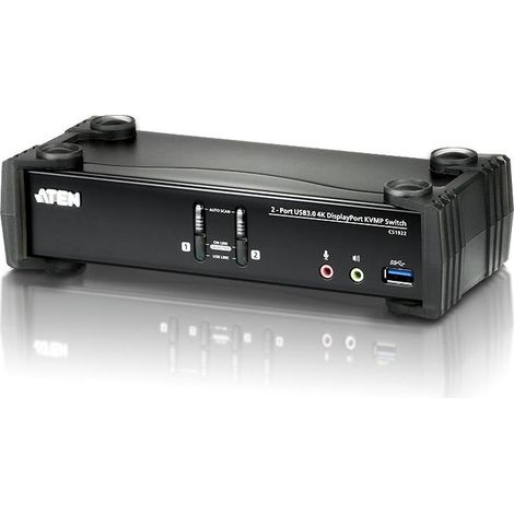Switch KVM USB ATEN CS1922 DP 4K in metallo nero. (1/4)