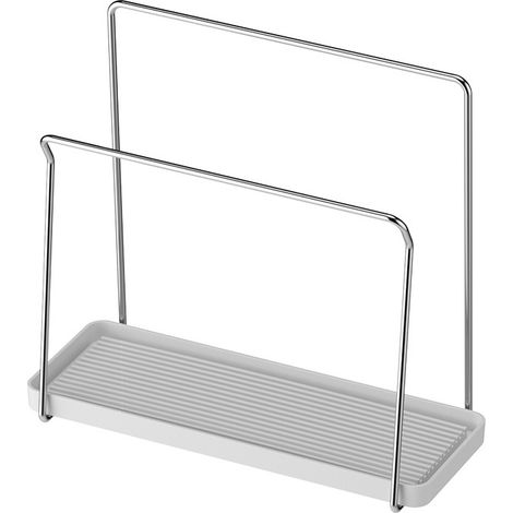 Support double barre en inox pour éponge et lavette, égouttoir d'évier cuisine (1/5)