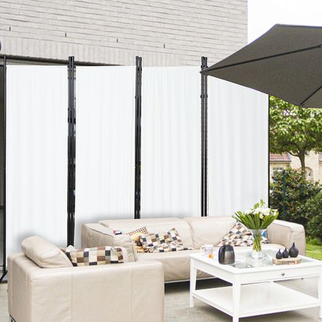 Paravent Spanische Wand Zimmer Trennwand Outdoor 4 fach Raumteiler Raumtrenner Beige